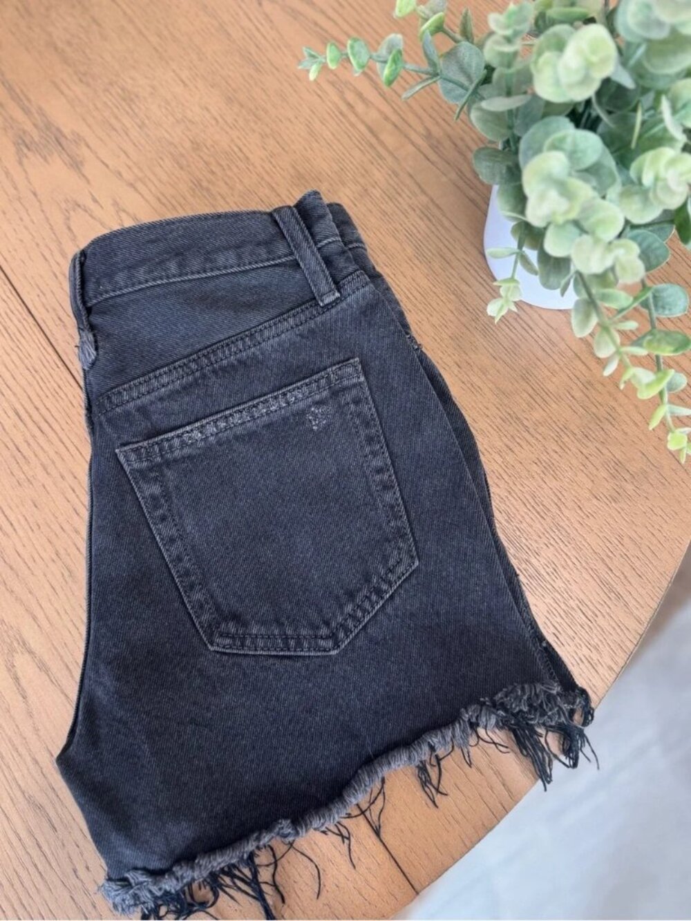 We The Free Black Distressed Denim Shorts Size 25 Raw Hem 100% Cotton